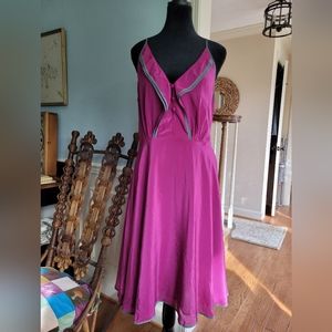 Girls From Savoy Anthropologie Purple Silk Fit and Flare Dress Size 10
